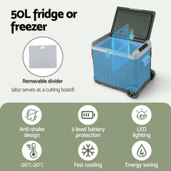 Glacio Portable Fridge 50L Camping Bar Fridges Freezer 12V/24V/240V