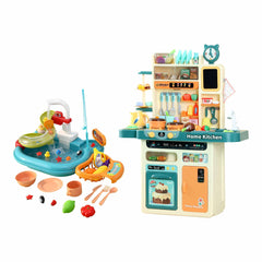 Keezi 2 Piece Kids Pretend Kitchen Playset Water Toys Fishing Game Food Play