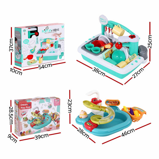 Keezi Kids Pretend Kitchen Sink and Water Playset Fishing Game Toys Play food