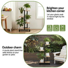 Artiss 4 Tiers Plant Stand Metal Flower Pots Shelf Indoor Outdoor Garden Home