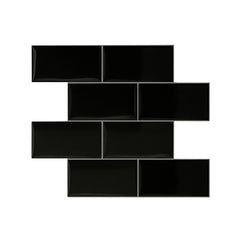 Artiss 3D Peel and Stick Wall Tiles Self Adhesive Subway Backsplash 10 Sheets, Black