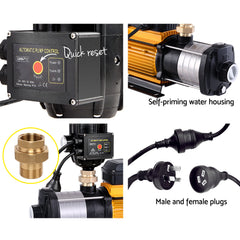 Giantz Garden Water Pump High Pressure 2000W Max 5-Stage Tank Irrigation Transfer Booster Pump Black