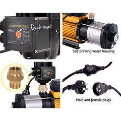 Giantz Garden Water Pump High Pressure 2500W Max 6-Stage Tank Irrigation Transfer Booster Pump Black