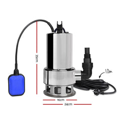 Giantz 1800W Max. Submersible Dirty Water Pump Bore Tank Well Steel Automatic Clean