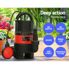 Giantz Garden Submersible Pump 400W Dirty Water Bore Tank Well Steel Sewerage
