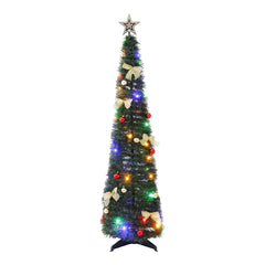 Jingle Jollys Pop Up Christmas Tree Pre Decorated Multicolour LED 155cm