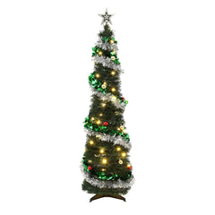 Jingle Jollys Pop Up Christmas Tree Pre Decorated Warm White LED 155cm