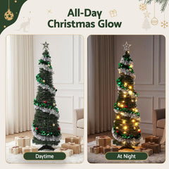 Jingle Jollys Pop Up Christmas Tree Pre Decorated Warm White LED 155cm