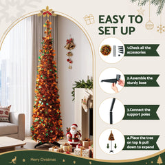 Jingle Jollys 160cm Pop Up Christmas Tree Artificial Christmas Tree Golden Maple Leaf