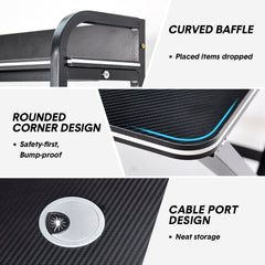 Large Computer Desk with Pegboard Two-Tier Storage Shelves and Cable Management Home Office Writing Desk Stable Carbon Steel Frame 100x56x94.5cm Black