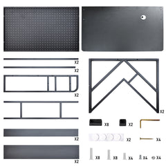 Large Computer Desk with Pegboard Two-Tier Storage Shelves and Cable Management Home Office Writing Desk Stable Carbon Steel Frame 100x56x94.5cm Black