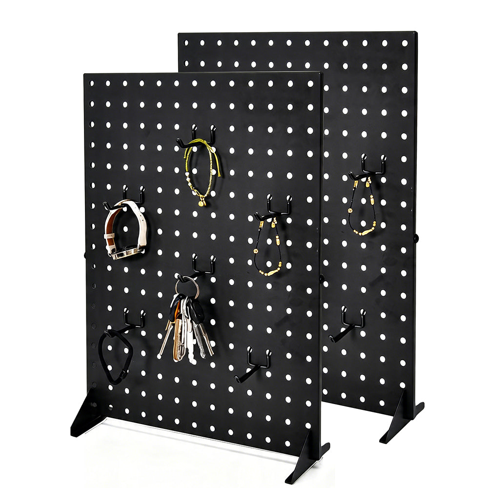 2Pcs Pegboard Display Stand Tabletop Black Iron Peg Board With 24 Peg Hooks for Jewellery Earring Craft Retail Shop Events and Fairs Display Size 44x33.5cm
