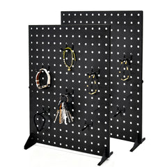 2Pcs Pegboard Display Stand Tabletop Black Iron Peg Board With 24 Peg Hooks for Jewellery Earring Craft Retail Shop Events and Fairs Display Size 44x33.5cm