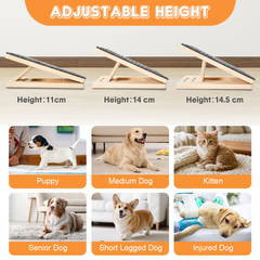 2pcs Foldable Pet Ramp for Stairs Portable Wooden Ramp 3-Level Adjustable with Anti-Slip Mat for Small Dogs Cats Injured and Elderly Pet 70kg Load Capacity