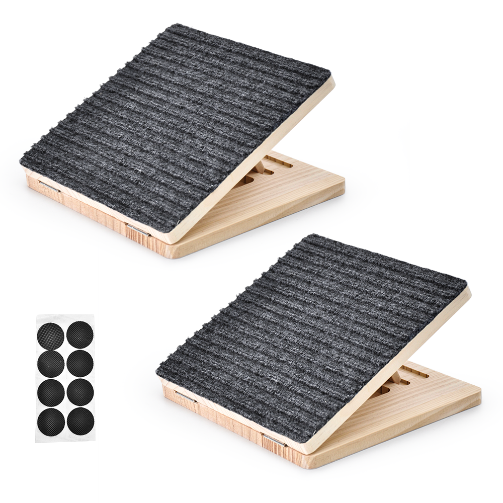 2pcs Foldable Pet Ramp for Stairs Portable Wooden Ramp 3-Level Adjustable with Anti-Slip Mat for Small Dogs Cats Injured and Elderly Pet 70kg Load Capacity