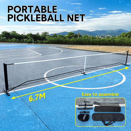 Portable Pickleball Net 6.7m Regulation Size Steady Metal Frame and Standard PE Nets With Carrying Bag Indoor Outdoor Training Versatile Game Net Set