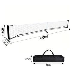 Portable Pickleball Net 6.7m Regulation Size Steady Metal Frame and Standard PE Nets With Carrying Bag Indoor Outdoor Training Versatile Game Net Set