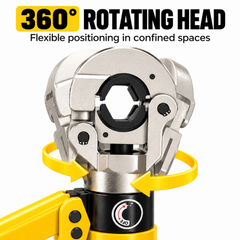 10T Hydraulic Pipe Crimping Tool with 4 M-Profile Dies M15 M18 M22 M28 360 Rotating Head for Compatible Metric Stainless Steel Press Fittings