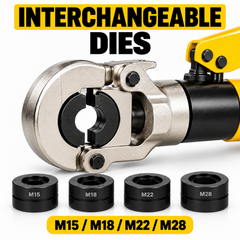 10T Hydraulic Pipe Crimping Tool with 4 M-Profile Dies M15 M18 M22 M28 360 Rotating Head for Compatible Metric Stainless Steel Press Fittings