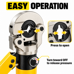 10T Hydraulic Pipe Crimping Tool with 4 M-Profile Dies M15 M18 M22 M28 360 Rotating Head for Compatible Metric Stainless Steel Press Fittings