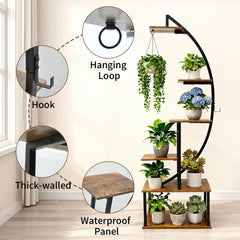 2 Pack Tall Plant Stand Indoor with Grow Lights 7 Tiered Large Metal Plant Shelf for Multiple Plants Lighted Corner Plant Rack in Living Room Patio Balcony