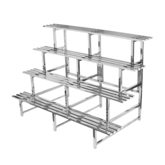 4 Tiers LARGE Plant Stand 150cm Width Stainless Steel Pots Holder Plant Stand Rack Flower Pots Ladder Display Shelf Pot Organiser for Garden Patio