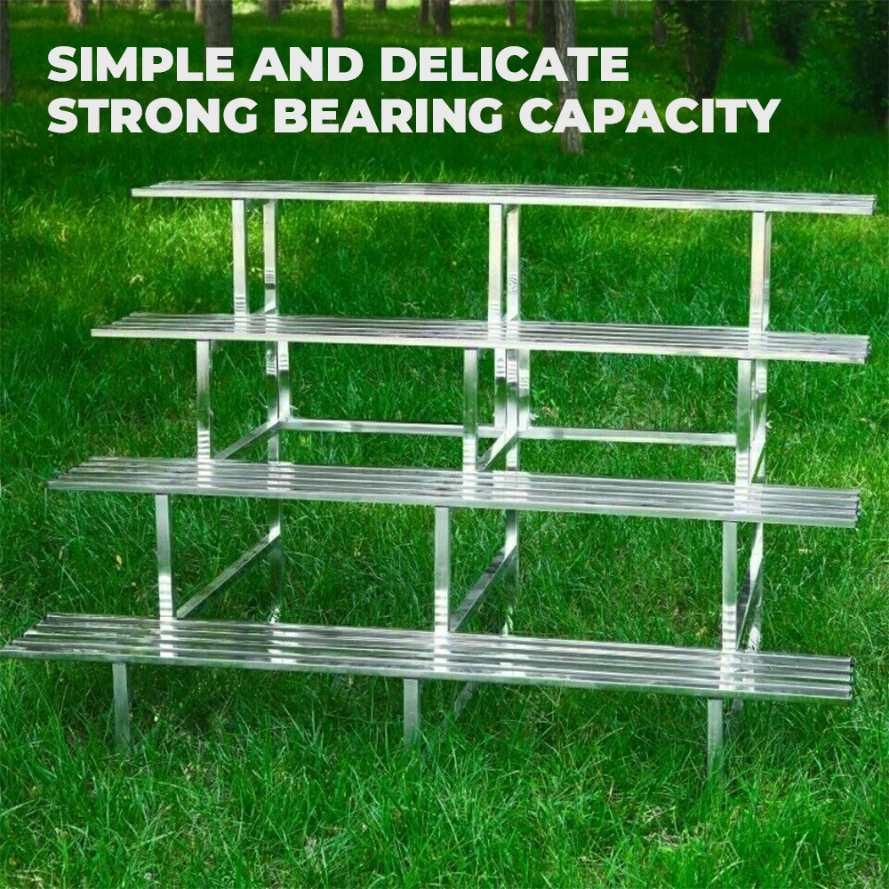4 Tiers LARGE Plant Stand 150cm Width Stainless Steel Pots Holder Plant Stand Rack Flower Pots Ladder Display Shelf Pot Organiser for Garden Patio