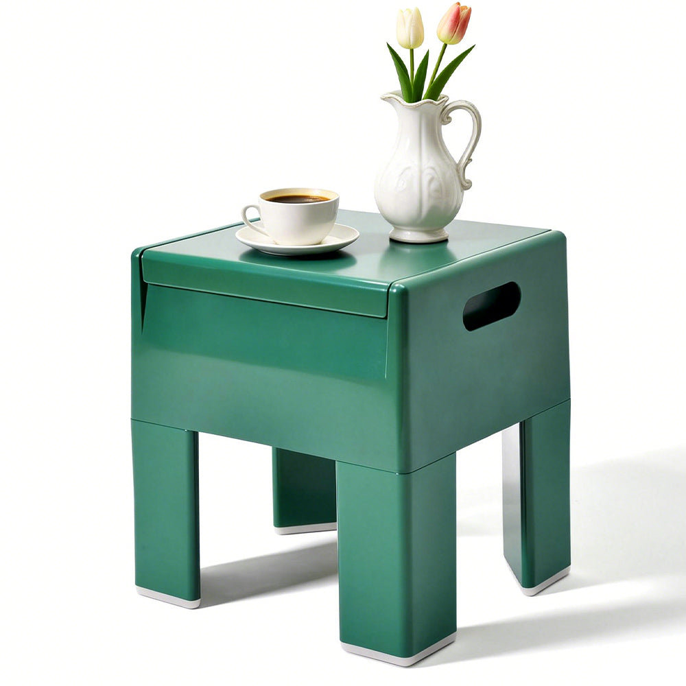 Multifunctional Side Table Small End Table Plastic Foot Stool 100kg Capacity with Storage Cabinet for Bedroom Dorm and Apartment Easy Assembly 38x31x40cm
