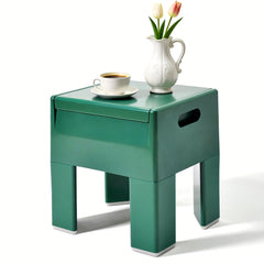 Multifunctional Side Table Small End Table Plastic Foot Stool 100kg Capacity with Storage Cabinet for Bedroom Dorm and Apartment Easy Assembly 38x31x40cm
