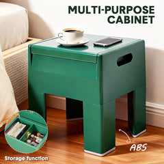 Multifunctional Side Table Small End Table Plastic Foot Stool 100kg Capacity with Storage Cabinet for Bedroom Dorm and Apartment Easy Assembly 38x31x40cm
