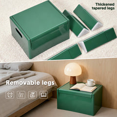 Multifunctional Side Table Small End Table Plastic Foot Stool 100kg Capacity with Storage Cabinet for Bedroom Dorm and Apartment Easy Assembly 38x31x40cm