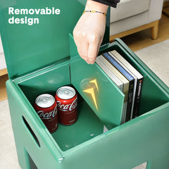 Multifunctional Side Table Small End Table Plastic Foot Stool 100kg Capacity with Storage Cabinet for Bedroom Dorm and Apartment Easy Assembly 38x31x40cm
