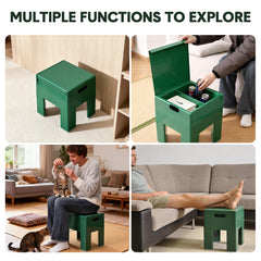 Multifunctional Side Table Small End Table Plastic Foot Stool 100kg Capacity with Storage Cabinet for Bedroom Dorm and Apartment Easy Assembly 38x31x40cm