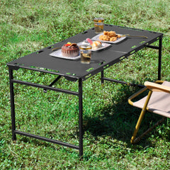 Pneumatic Folding Table Quick Open Sturdy Outdoor Tactical Camping Table Portable Multifunctional Picnic Table with Side Tactical Holes 104x48x50cm