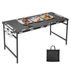 Pneumatic Folding Table Quick Open Sturdy Outdoor Tactical Camping Table Portable Multifunctional Picnic Table with Side Tactical Holes 104x48x50cm
