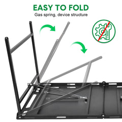 Pneumatic Folding Table Quick Open Sturdy Outdoor Tactical Camping Table Portable Multifunctional Picnic Table with Side Tactical Holes 104x48x50cm