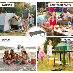 Pneumatic Folding Table Quick Open Sturdy Outdoor Tactical Camping Table Portable Multifunctional Picnic Table with Side Tactical Holes 104x48x50cm
