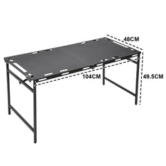 Pneumatic Folding Table Quick Open Sturdy Outdoor Tactical Camping Table Portable Multifunctional Picnic Table with Side Tactical Holes 104x48x50cm