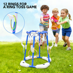 Pool Basketball Hoop Set Floating Swimming Pool Toys Inflatable Poolside Game with 4 Balls 12 Circles and Pump Fun Water Sport Toy for Kids and Adults