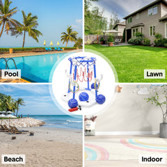 Pool Basketball Hoop Set Floating Swimming Pool Toys Inflatable Poolside Game with 4 Balls 12 Circles and Pump Fun Water Sport Toy for Kids and Adults