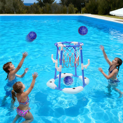 Pool Basketball Hoop Set Floating Swimming Pool Toys Inflatable Poolside Game with 4 Balls 12 Circles and Pump Fun Water Sport Toy for Kids and Adults