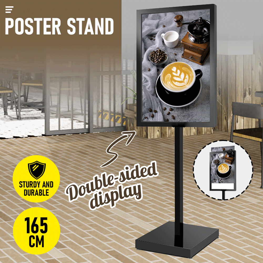 A1 Double Sided Sign Poster Sign Floor Frame Poster Stand Advertising Display Stand for Store Mall Shopping Guide Wedding Meeting Office Metal Black