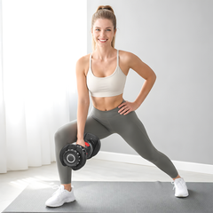 Single Adjustable Dumbbell with Storage Tray 2.5-24kg Quick Dial Weight Change Non-slip Grip for Home Gym Muscle Building Strength Training Workout
