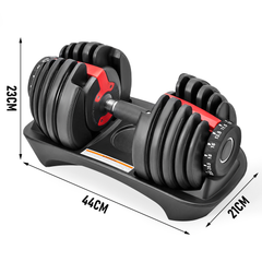 Single Adjustable Dumbbell with Storage Tray 2.5-24kg Quick Dial Weight Change Non-slip Grip for Home Gym Muscle Building Strength Training Workout