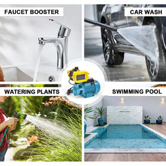 750W Water Pump 3300L/H High Pressure with Automatic Pump Controller for Home Garden Car Wash Lawn Irrigation Efficient Water Transfer Max Head 50m
