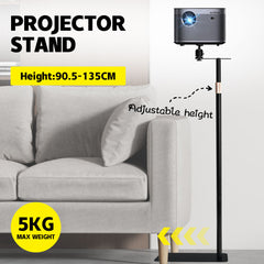 Projector Floor Stand Projector Stand 360 Degree Rotatable Hold Up To 5kg Height Adjustable 90.5 to 135cm Projector Holder with Stable Base for Home Office