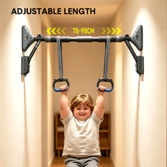 Pull Up Bar Doorway Adjustable 78-98cm Chin Up Bar Double Anti-slip Support with Kids Gymnastic Rings  No Drills Workout Gym Training Bar 400kg Capacity