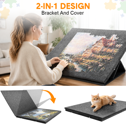 Foldable Puzzle Board with 6 Sorting Drawers 90x63cm Felt Jigsaw Table with Dust Cover Angled Stand Non Slip Surface for 1500 Piece Puzzles