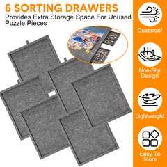 Foldable Puzzle Board with 6 Sorting Drawers 90x63cm Felt Jigsaw Table with Dust Cover Angled Stand Non Slip Surface for 1500 Piece Puzzles