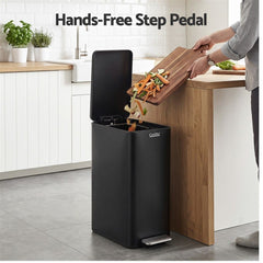 Cefito 15L Pedal Rubbish Bin Slim Carbon Steel Garbage Bin for Home Black